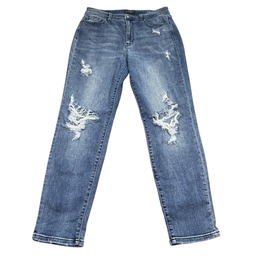 Judy Blue Distressed Boyfriend Fit Jeans‎ High Rise Size 11/30